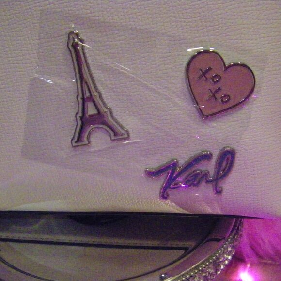 Karl Lagerfeld Paris Maybelle Small Bright White Backpack Karl Charms NWT main image 5
